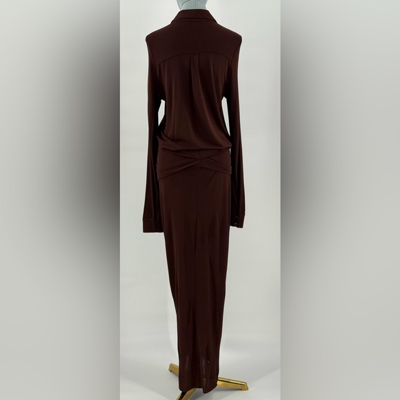 🆕 RAT & BOA 🧿 NWOT Rucci Long Sleeve Ruched Shirt Dress, Brown - Sz L - Picture 8 of 17